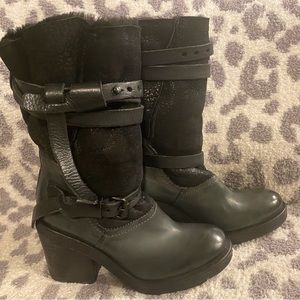 NEW AS98 37 (FITS 36 BEST) BALSAMIC GREEN SHEEPSKIN LINED BOOTS A.S.98
